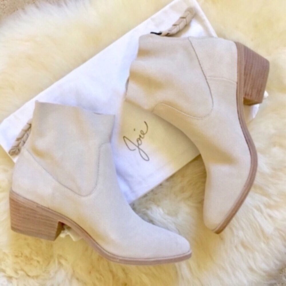 Joie Adria Slouchy Suede Latte Ankle Booties - Picture 2 of 8